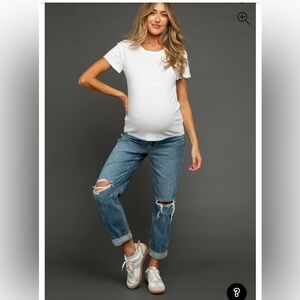 Pink Blush Distressed Maternity Jeans